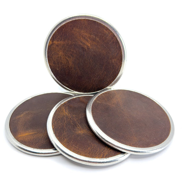 Rustic Textured Coasters - Set of 4 with copper stand