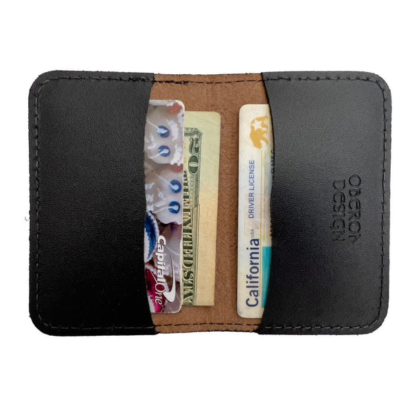 Oberon Design Leather Business Card Holder, Mini Wallet, Sun Marigold