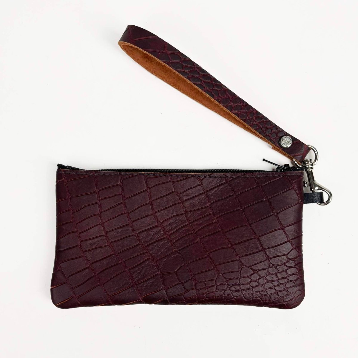 HAPPY EXTRA, Wristlet, Alligator in Burgundy