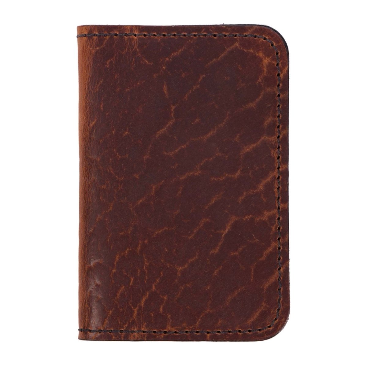 Glazed Shrunk Bison Mini Wallet, Tobacco