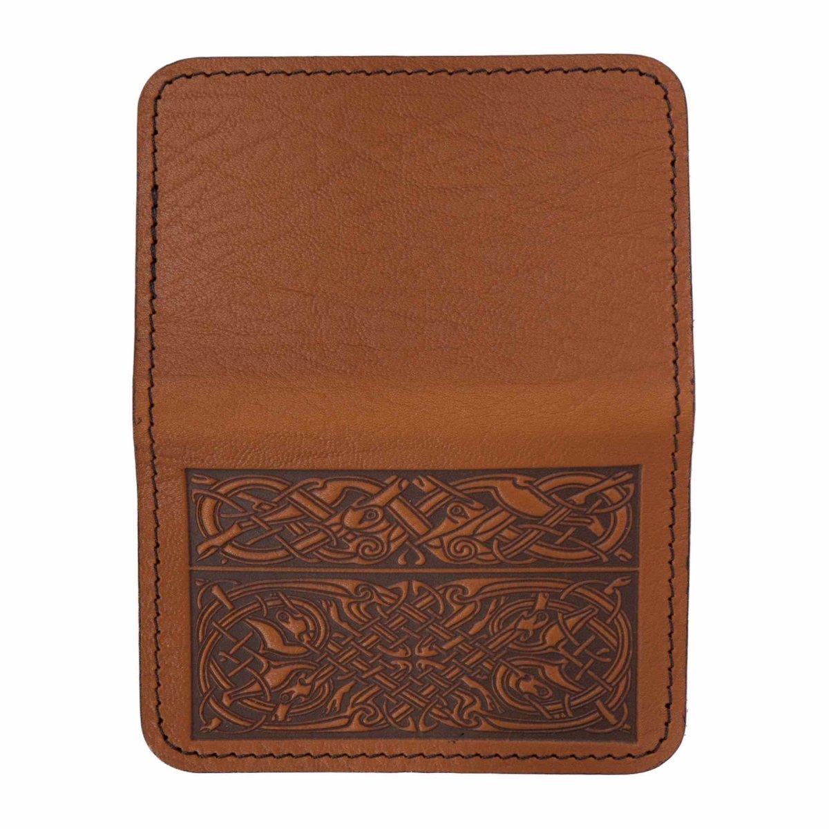 Celtic Hounds Mini Wallet, Saddle open