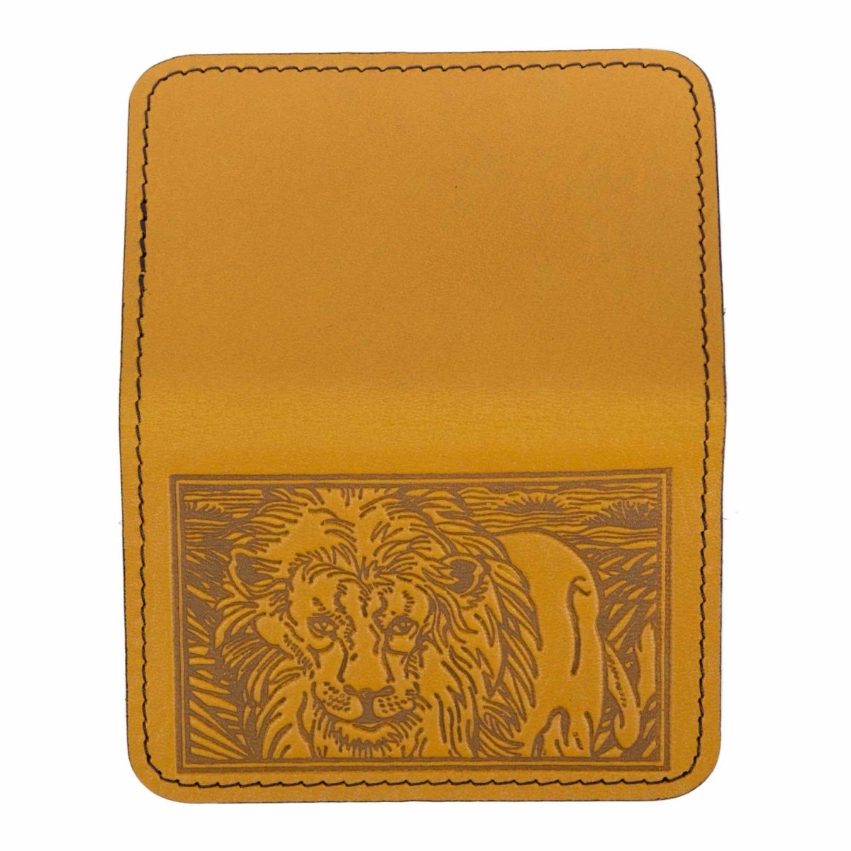 Lion Mini Wallet, Marigold open