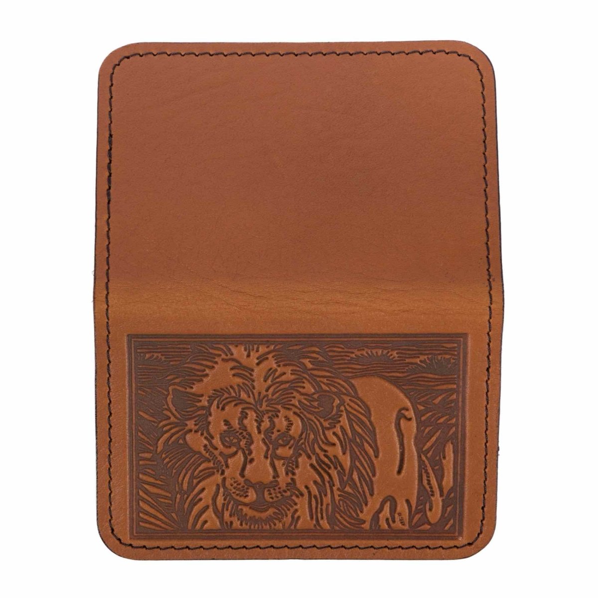 Lion Mini Wallet, Saddle open