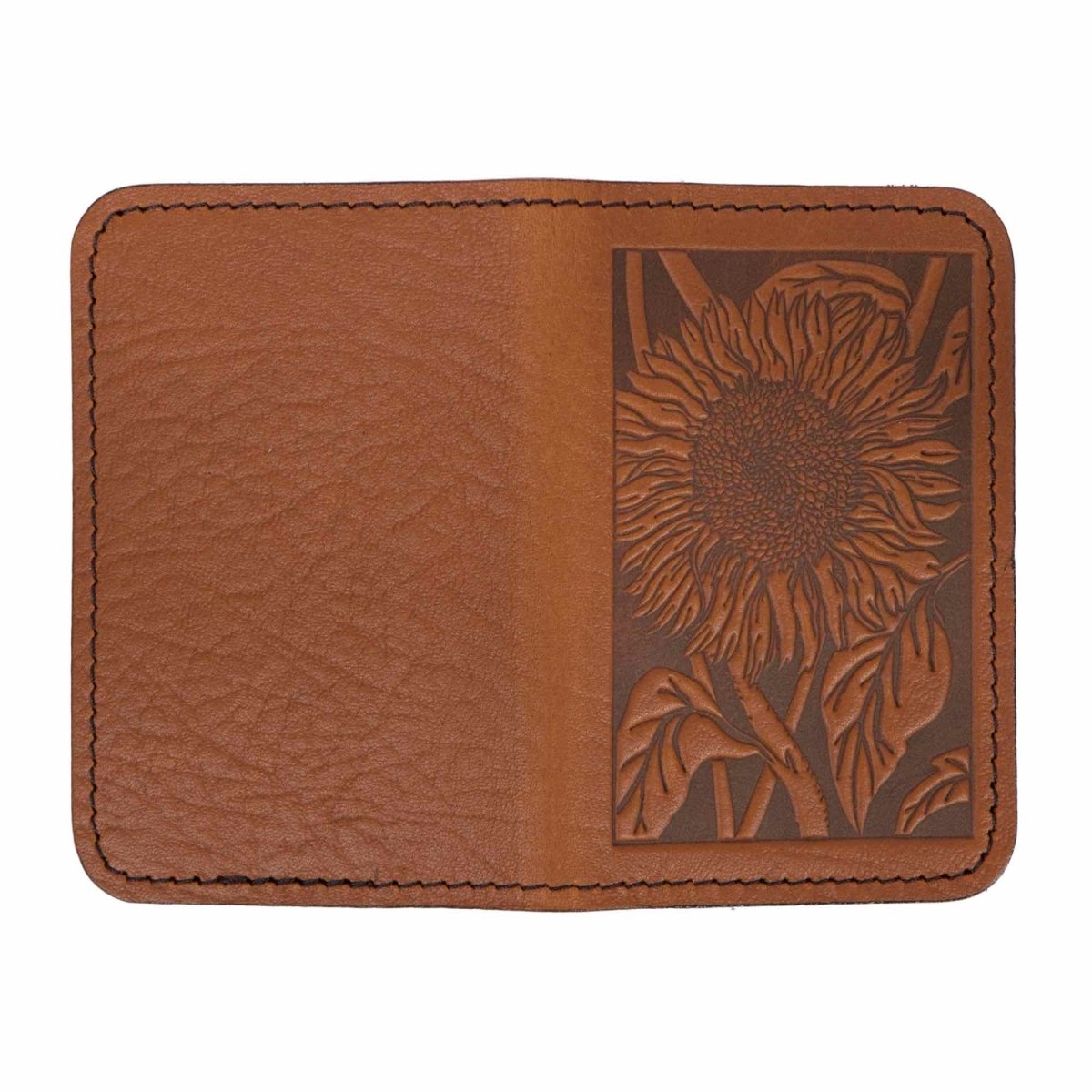 Mini Wallet in Sunflower, Saddle open