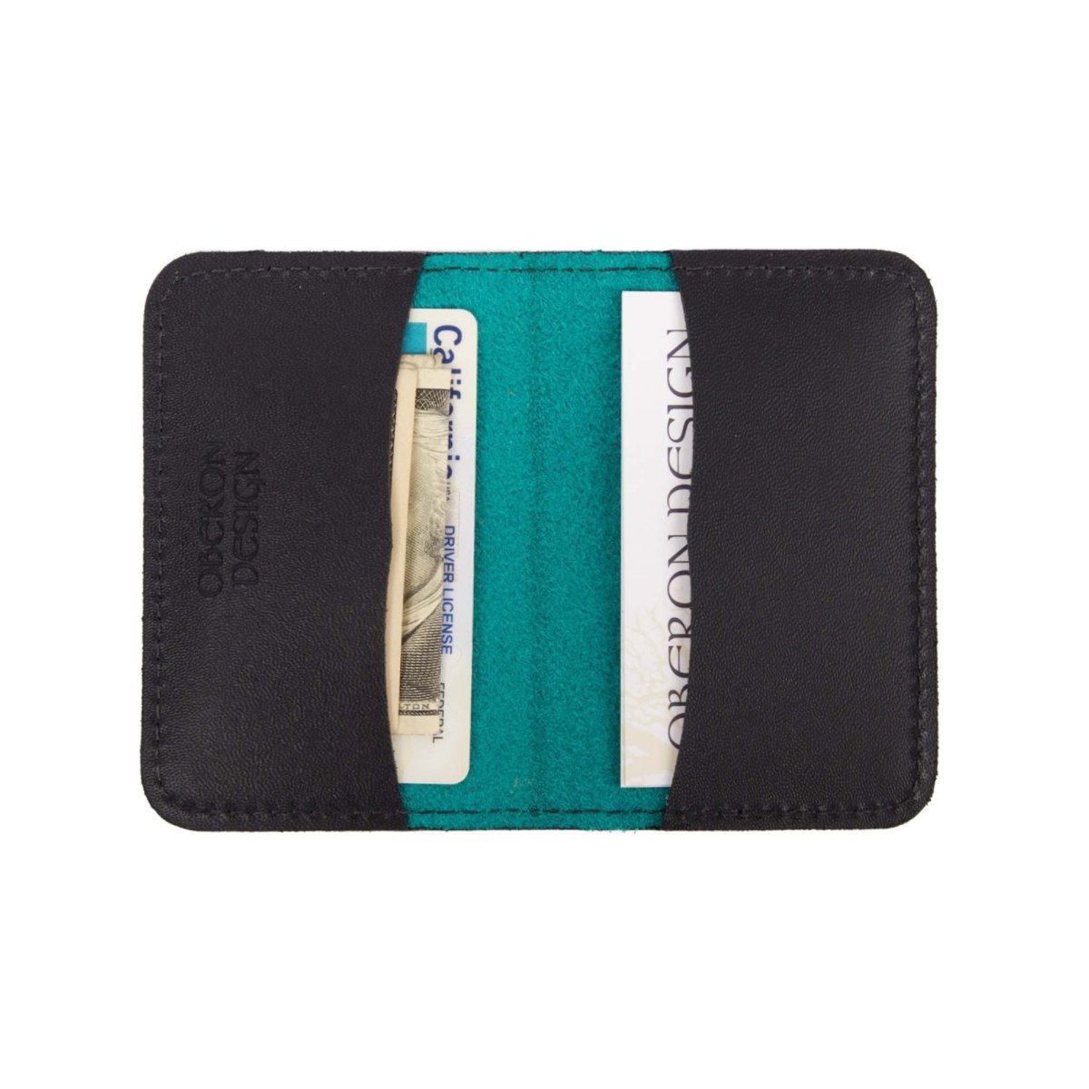 Mini Wallet, Teal open interior