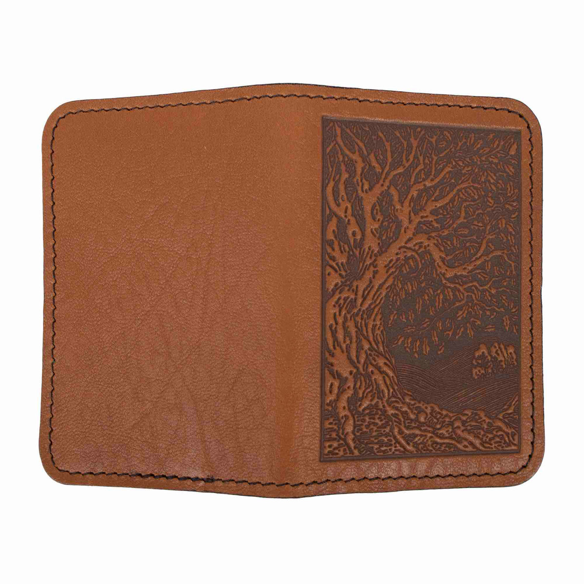 Tree of Life Mini Wallet, Saddle open