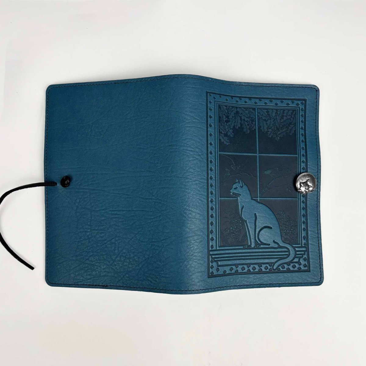 HAPPY EXTRA, Large Leather Refillable Journal, Cat in Window