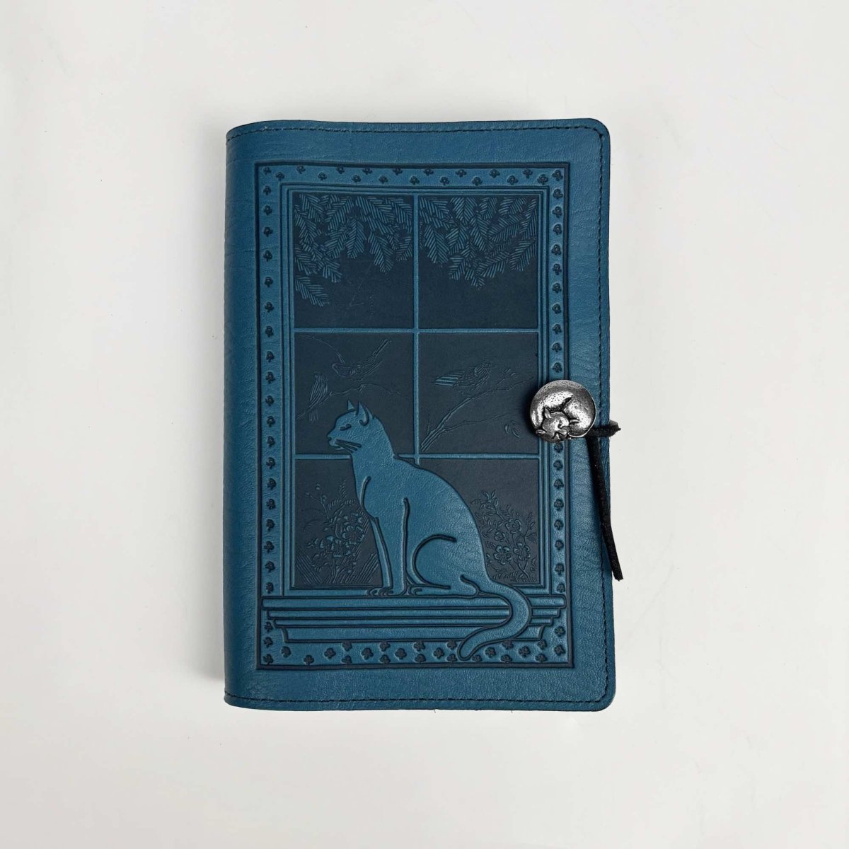 HAPPY EXTRA, Large Leather Refillable Journal, Cat in Window