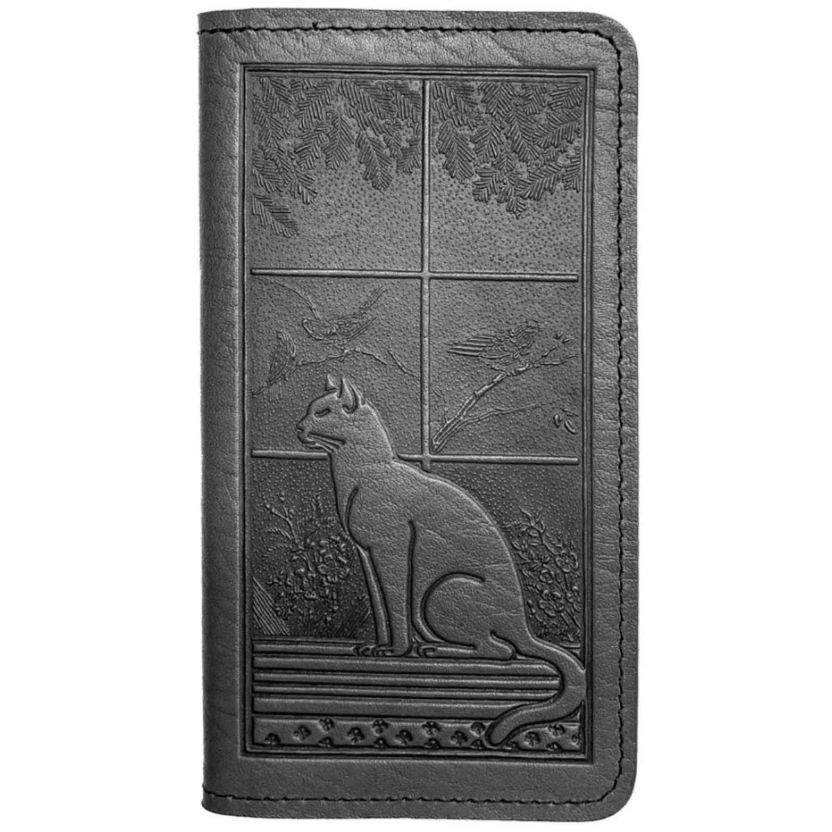 Checkbook Cover, Cat in Window, Black