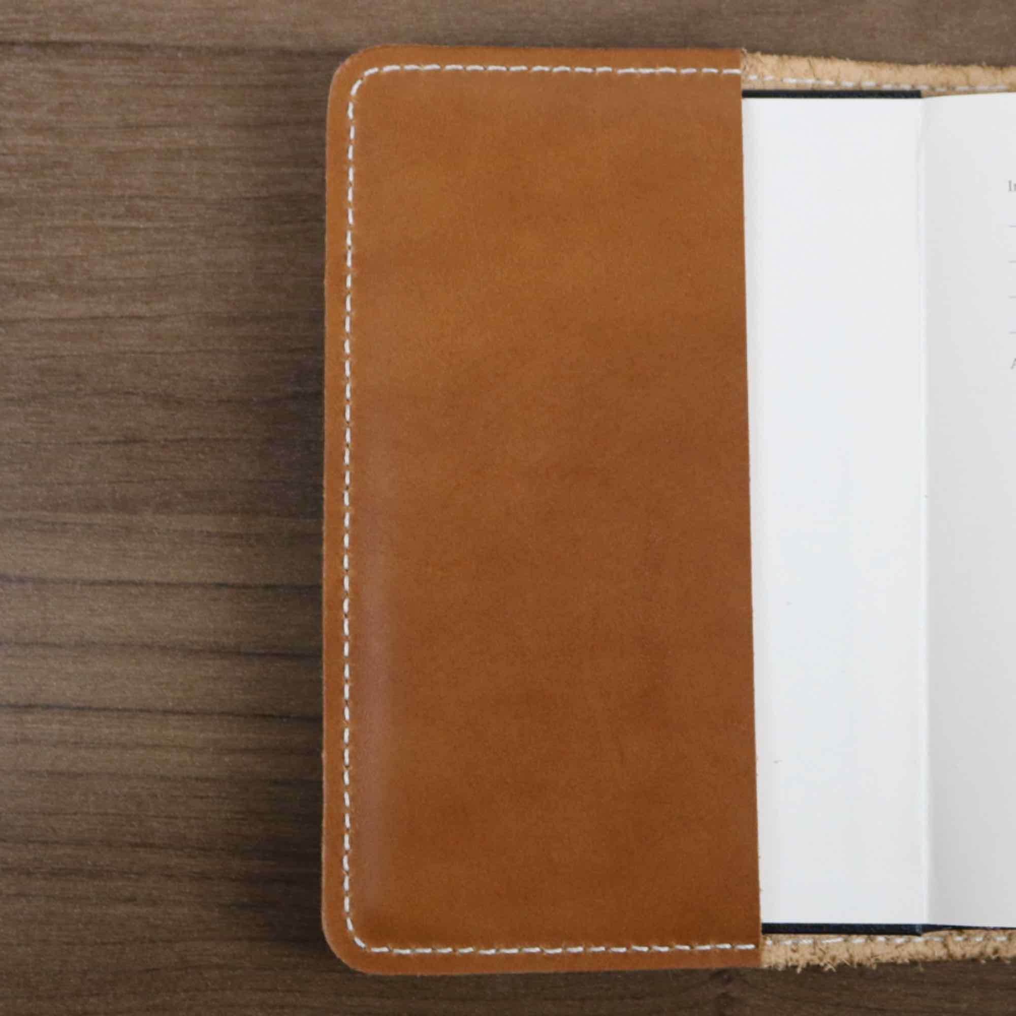 Oberon Design pocket notebook in cyclone leather, espresso interior