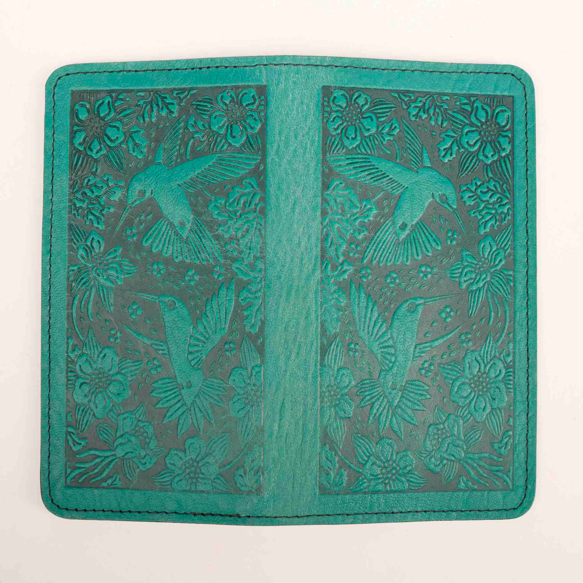 Hummingbirds checkbook cover second open exterior