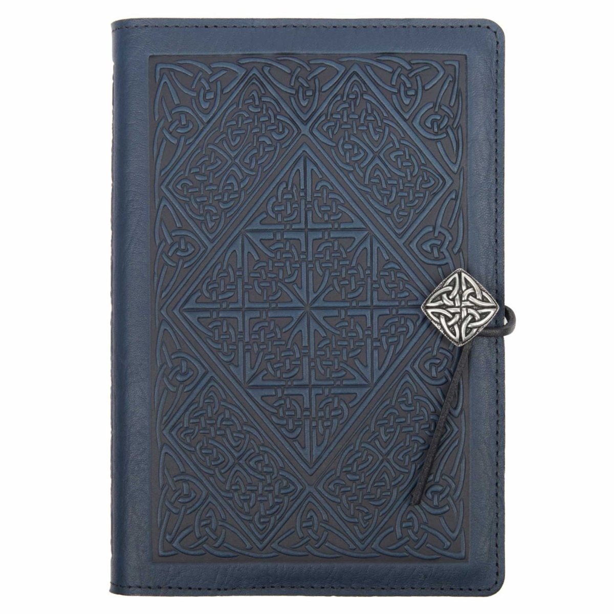 Leather Journal Cover, Celtic Braid in Navy by Oberon Design