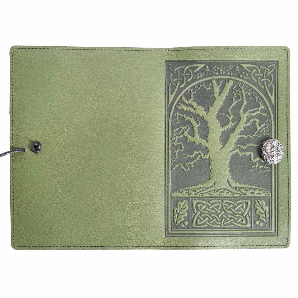 SECOND, Large Leather Notebook Cover, Celtic Tree in Fern