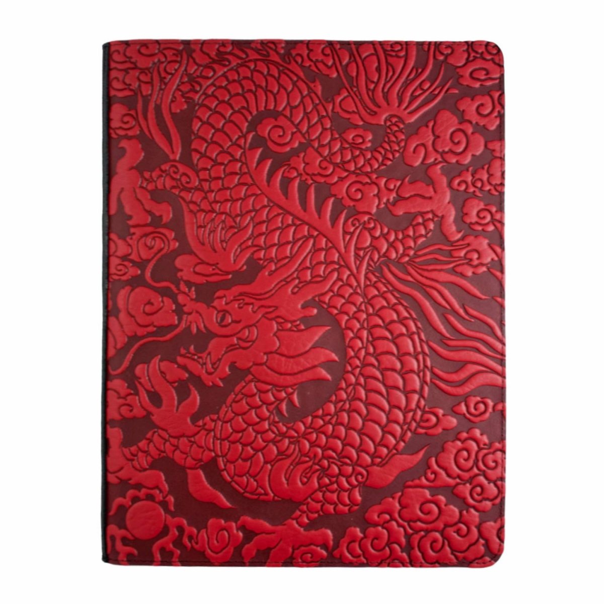 Leather Portfolio Notebook, Cloud Dragon in Red by Oberon Design