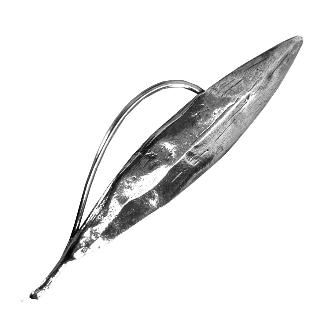 Hand-cast pewter bay leaf appetizer spreader