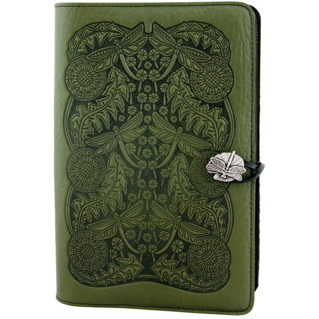 HAPPY EXTRA, Large Leather Refillable Notebook, Dandelion Dragonfly