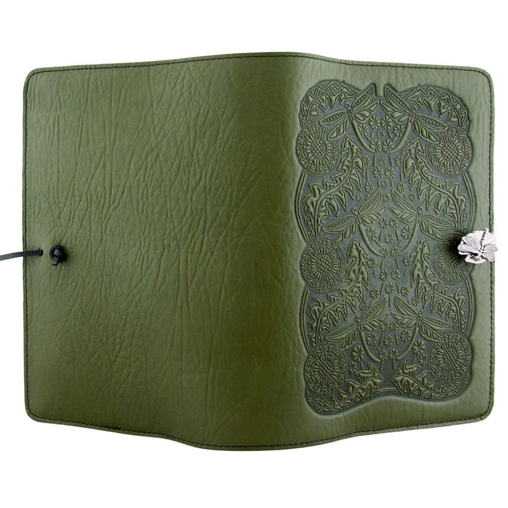 HAPPY EXTRA, Large Leather Refillable Notebook, Dandelion Dragonfly