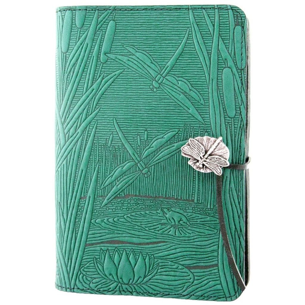 HAPPY EXTRA, Small Leather Refillable Journal, Dragonfly Pond