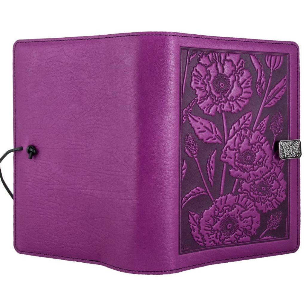 HAPPY EXTRA, Large Leather Refillable Journal, Oriental Poppy