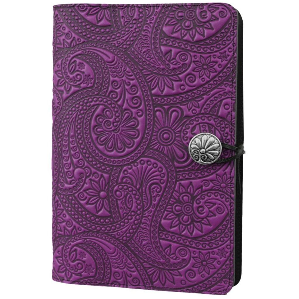 Leather Journal Cover, Paisley in Orchid by Oberon Design