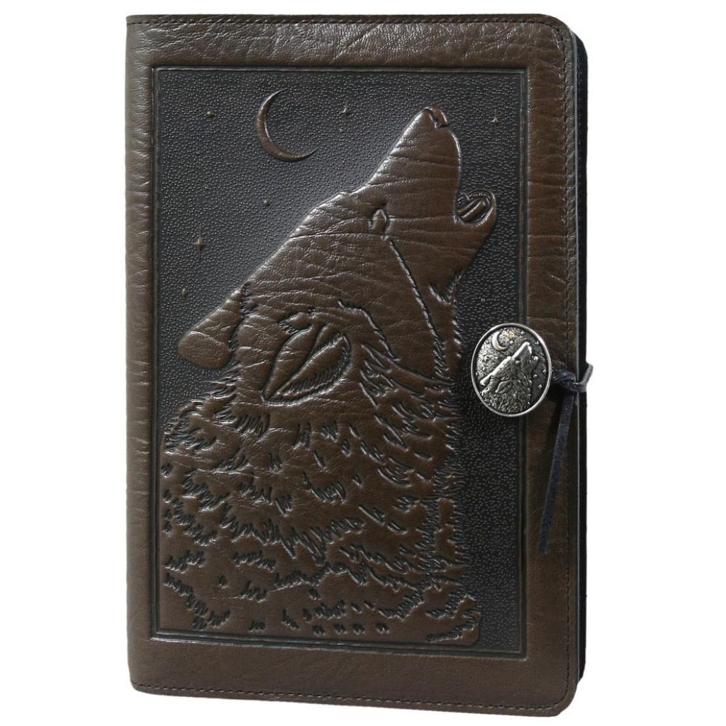 HAPPY EXTRA, Large Leather Refillable Notebook, Singing Wolf