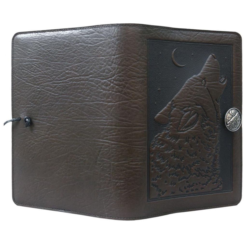 HAPPY EXTRA, Large Leather Refillable Notebook, Singing Wolf