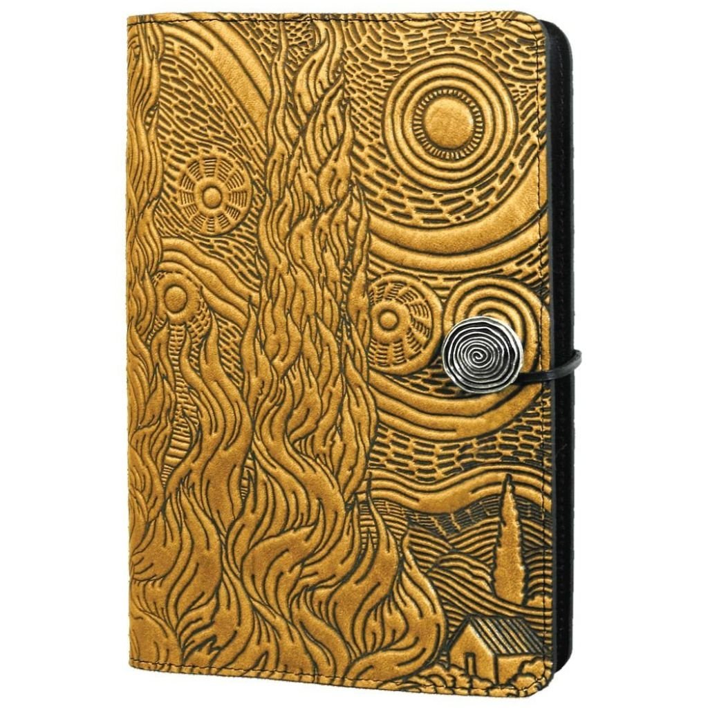 HAPPY EXTRA - Leather Refillable Journal Notebook, Van Gogh&#39;s Sky in Wine