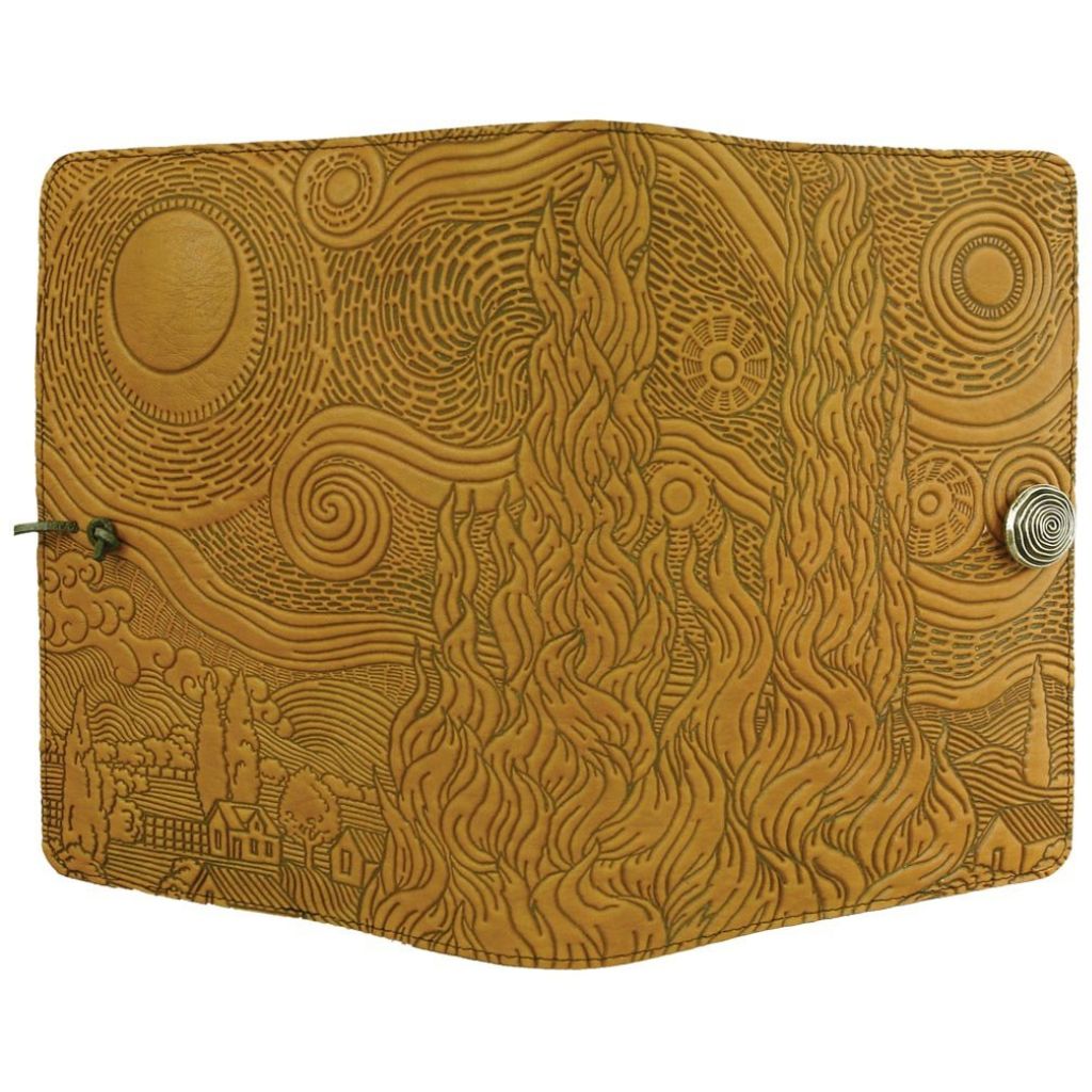 HAPPY EXTRA - Leather Refillable Journal Notebook, Van Gogh&#39;s Sky in Wine