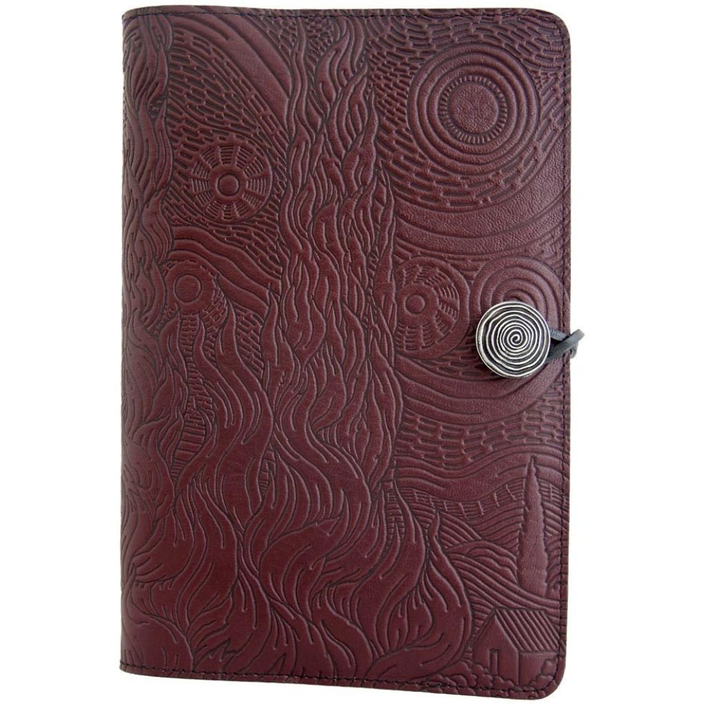 HAPPY EXTRA - Leather Refillable Journal Notebook, Van Gogh&#39;s Sky in Wine