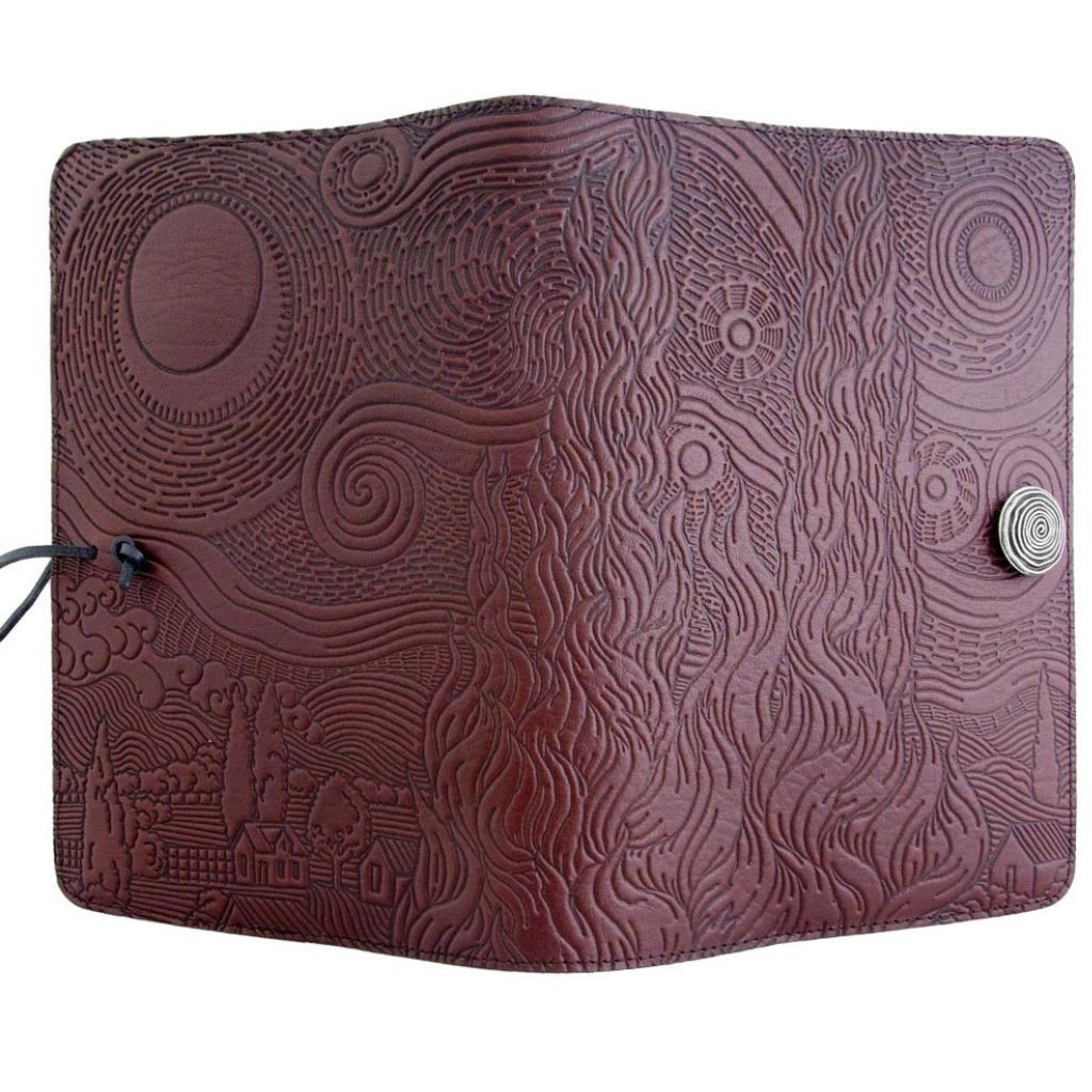 HAPPY EXTRA - Leather Refillable Journal Notebook, Van Gogh&#39;s Sky in Wine