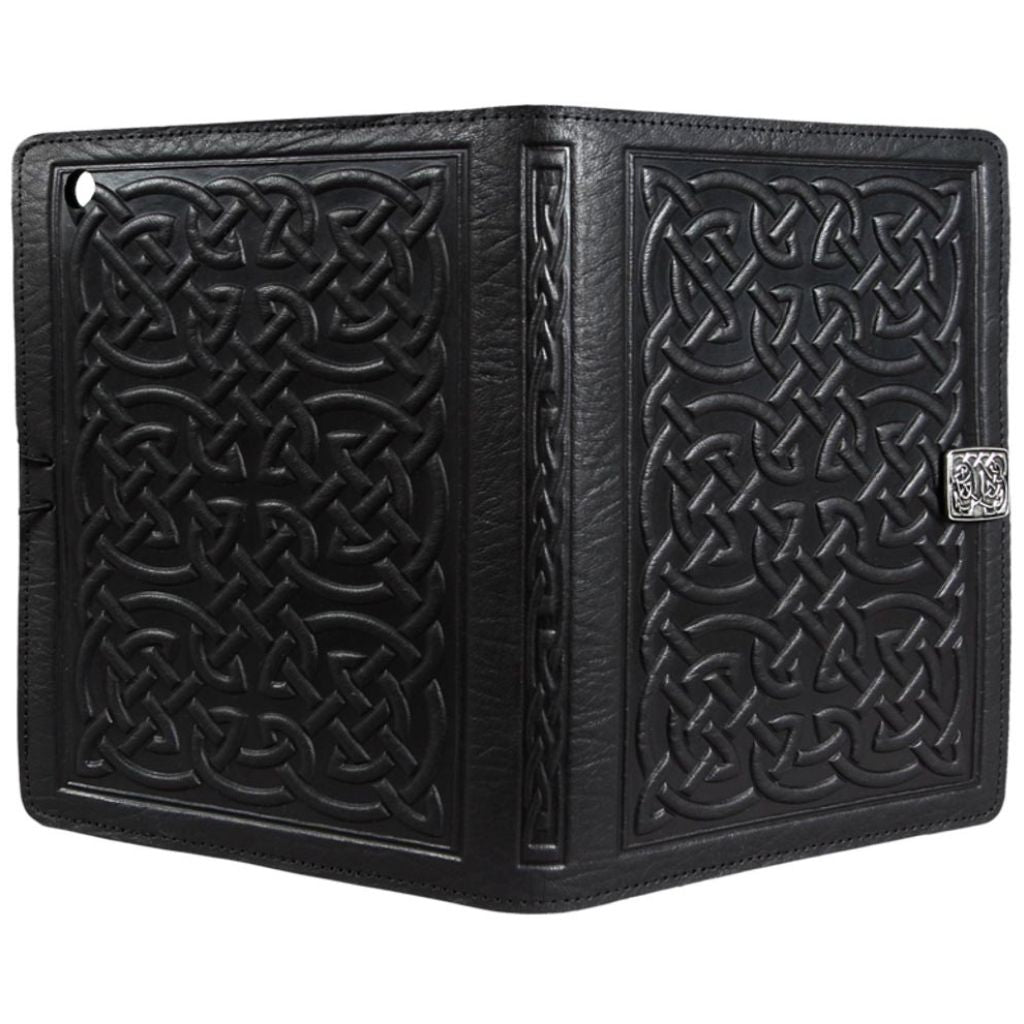 Oberon Design Leather iPad Mini Cover, Case, Bold Celtic, Black