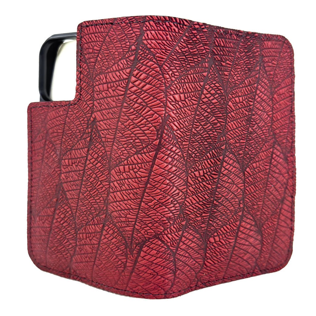 iPhone Wallet, Fallen Leaves - Red (Open)