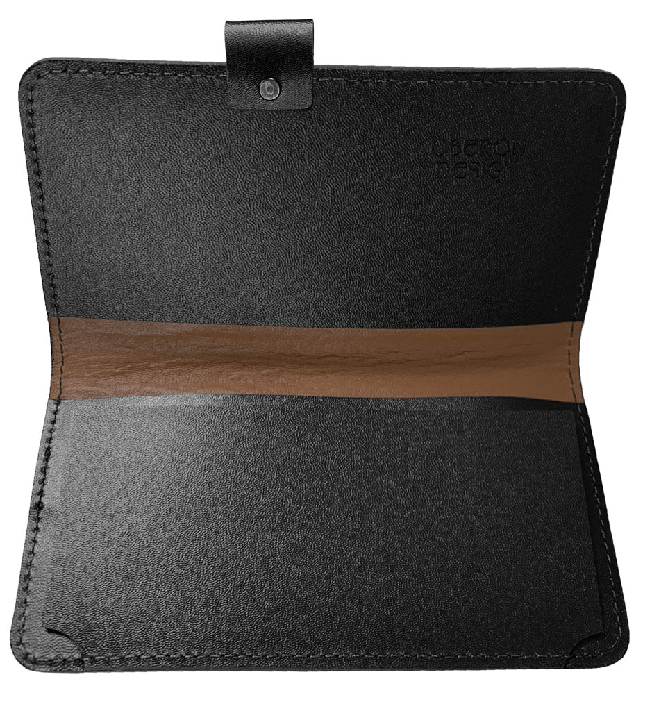 Oberon Design Leather Checkbook Cover, Interior with Pen Loop