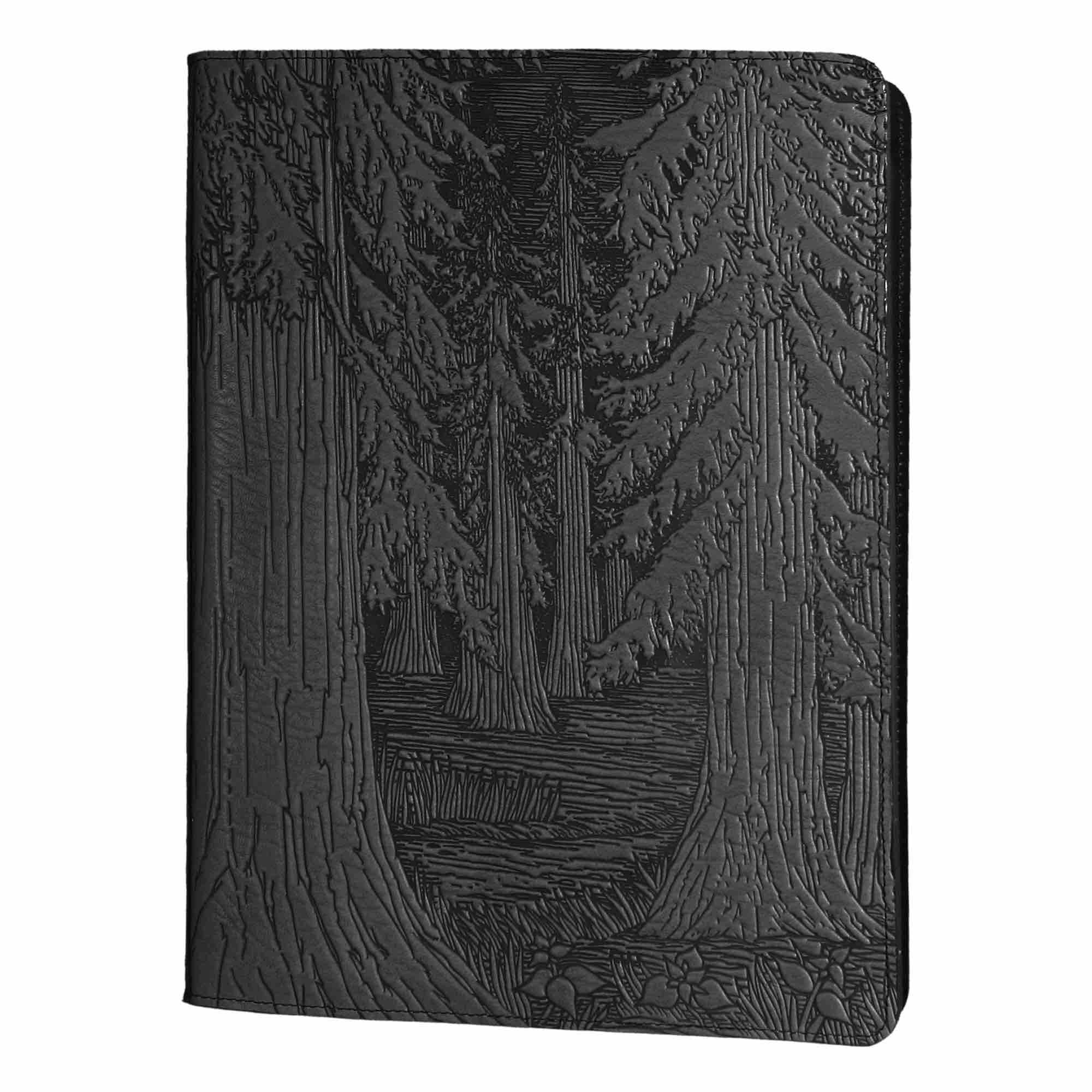 Oberon Design Large Leather Portfolio, Forest, Black