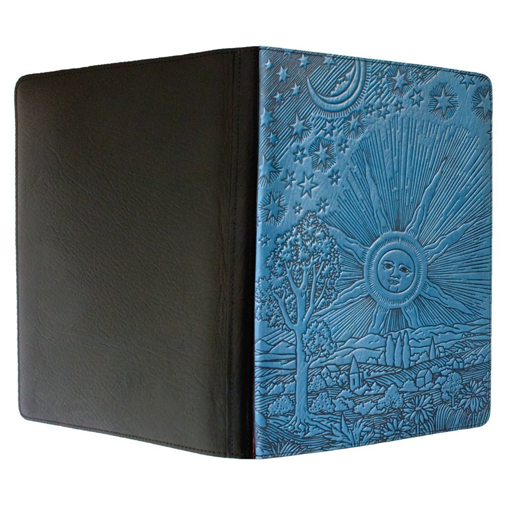 Large Leather portfolio, roof of heaven in blue by Oberon Design