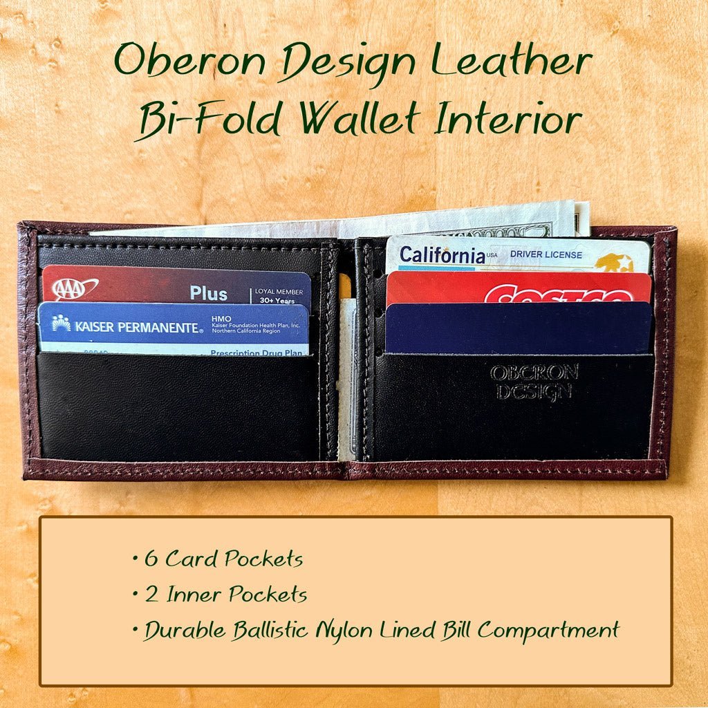 Oberon Design Leather Bi-Fold Wallet, Cloud Dragon, Red