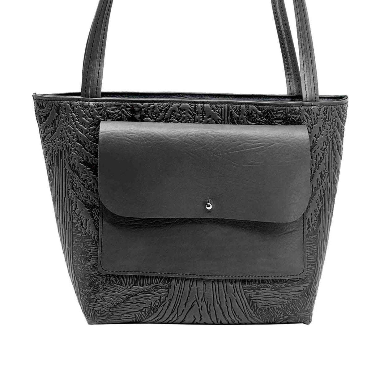 Leather Handbag, The Classic Tote, Forest, Black pocket detail