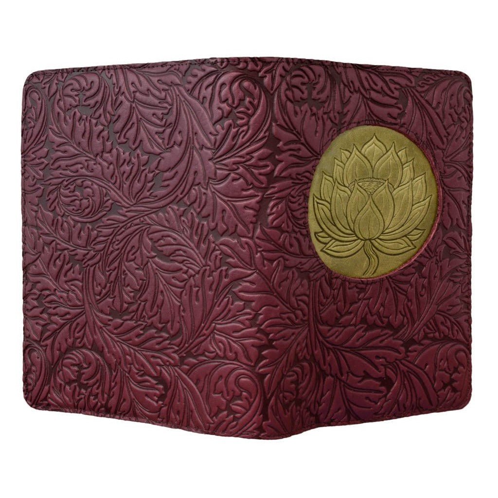 Oberon Design Leather Refillable Icon Journal Cover, Floating Lotus