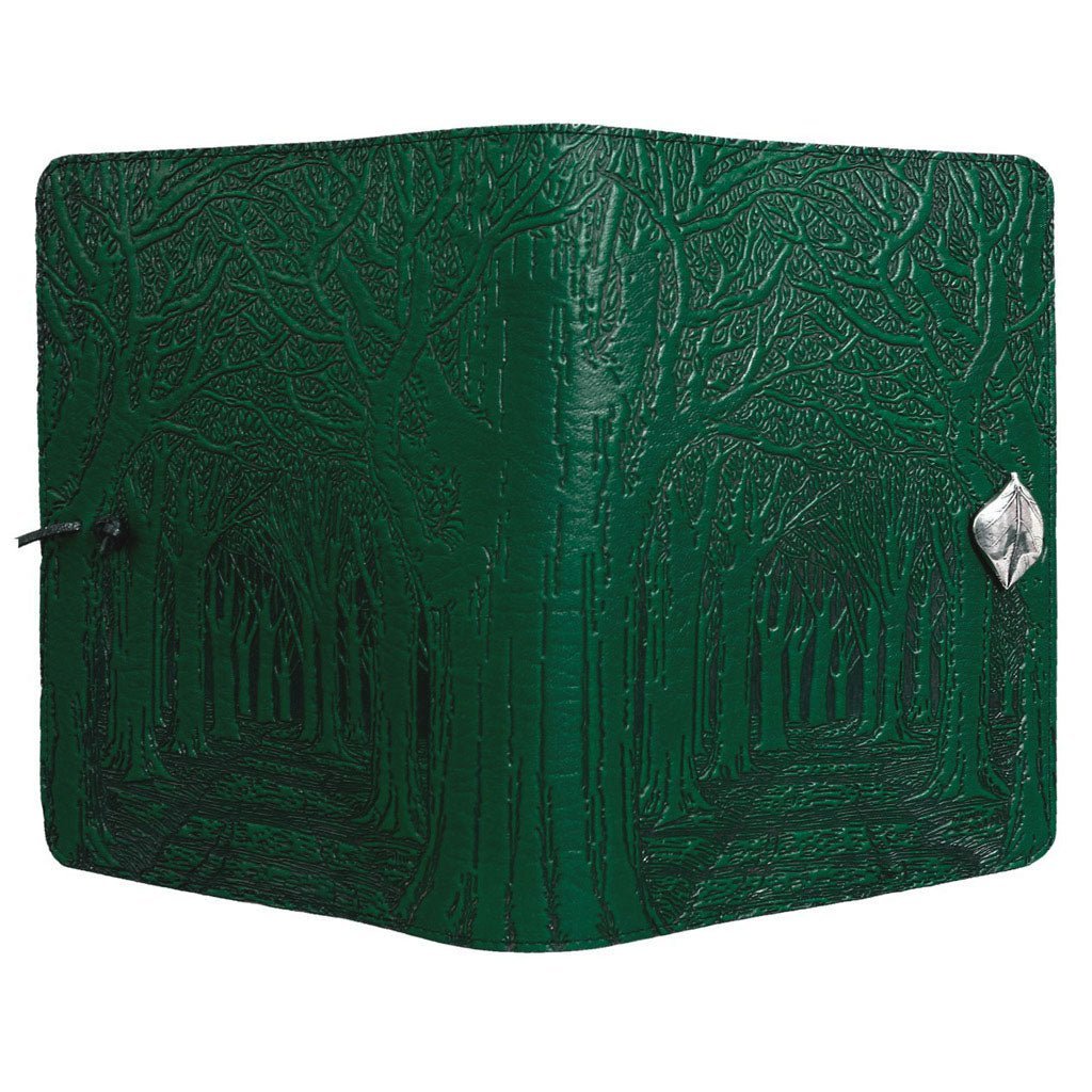 Oberon Design Leather Refillable Journal Cover, Avenue of Trees, Green