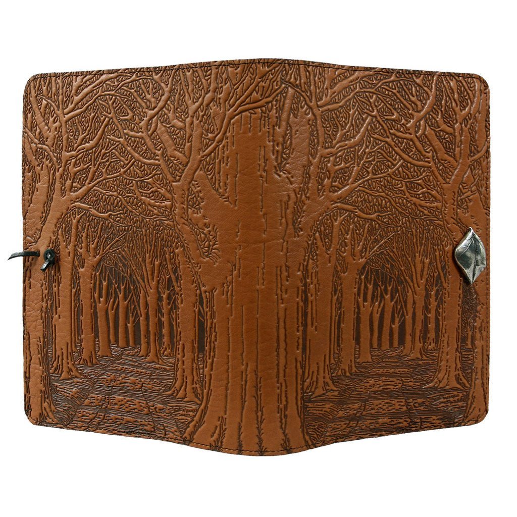 Oberon Design Leather Refillable Journal Cover, Avenue of Trees, Saddle