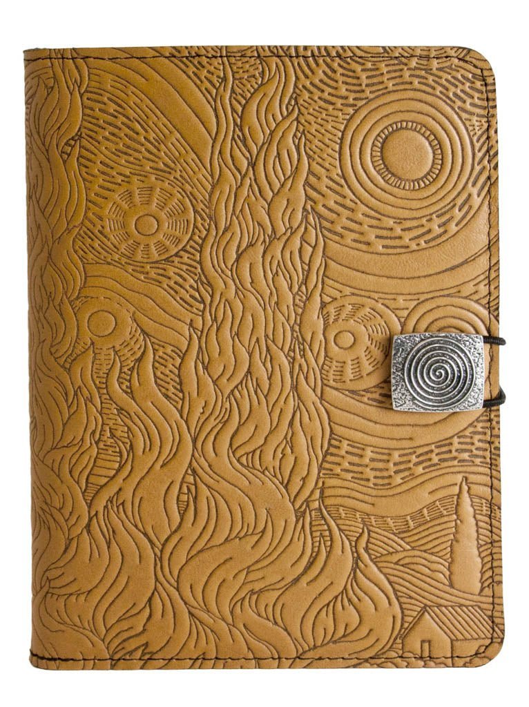 Genuine leather cover, case for Kindle e-Readers, Van Gogh Sky, Marigold