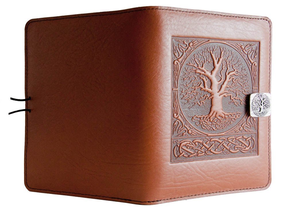 Genuine leather cover, case for Kindle e-Readers, World Tree, Saddle