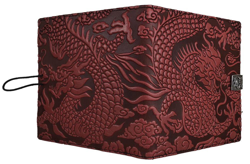 Oberon Design Leather Cover for Kindle Oasis, Cloud Dragon in Wine