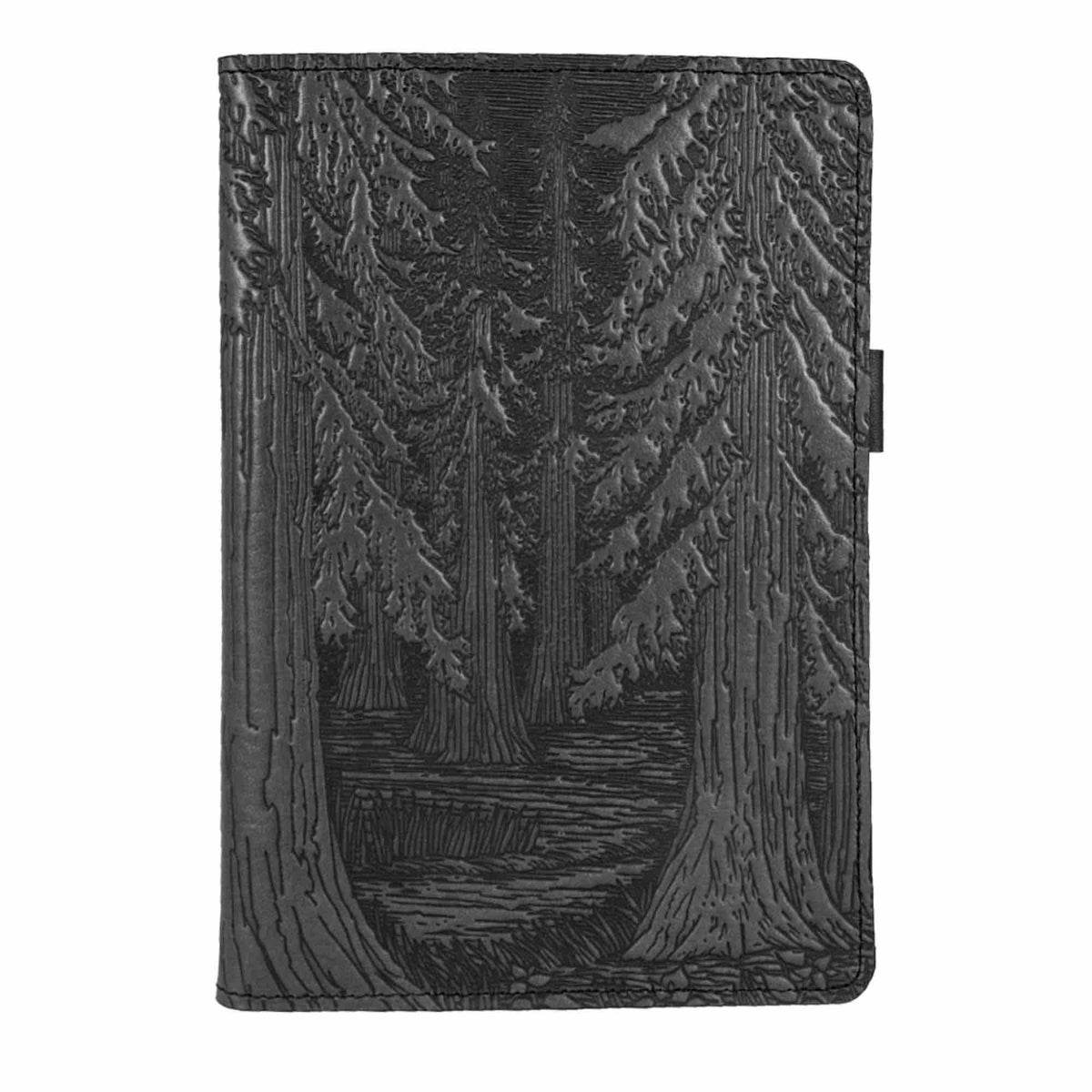 Leather Portfolio with Notepad, Pockets and Pen Holder, Forest, Black, Closed