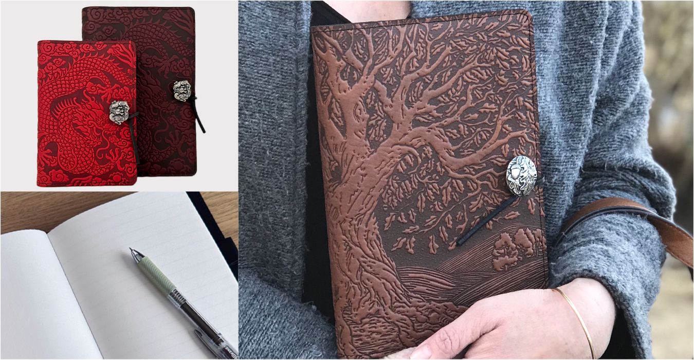 Leather Journal Refillable Notebook, Writing Journals for Women, Embossed Bible Journal Leather Notebook Cover with Pen, Leather Bound Journal Lined