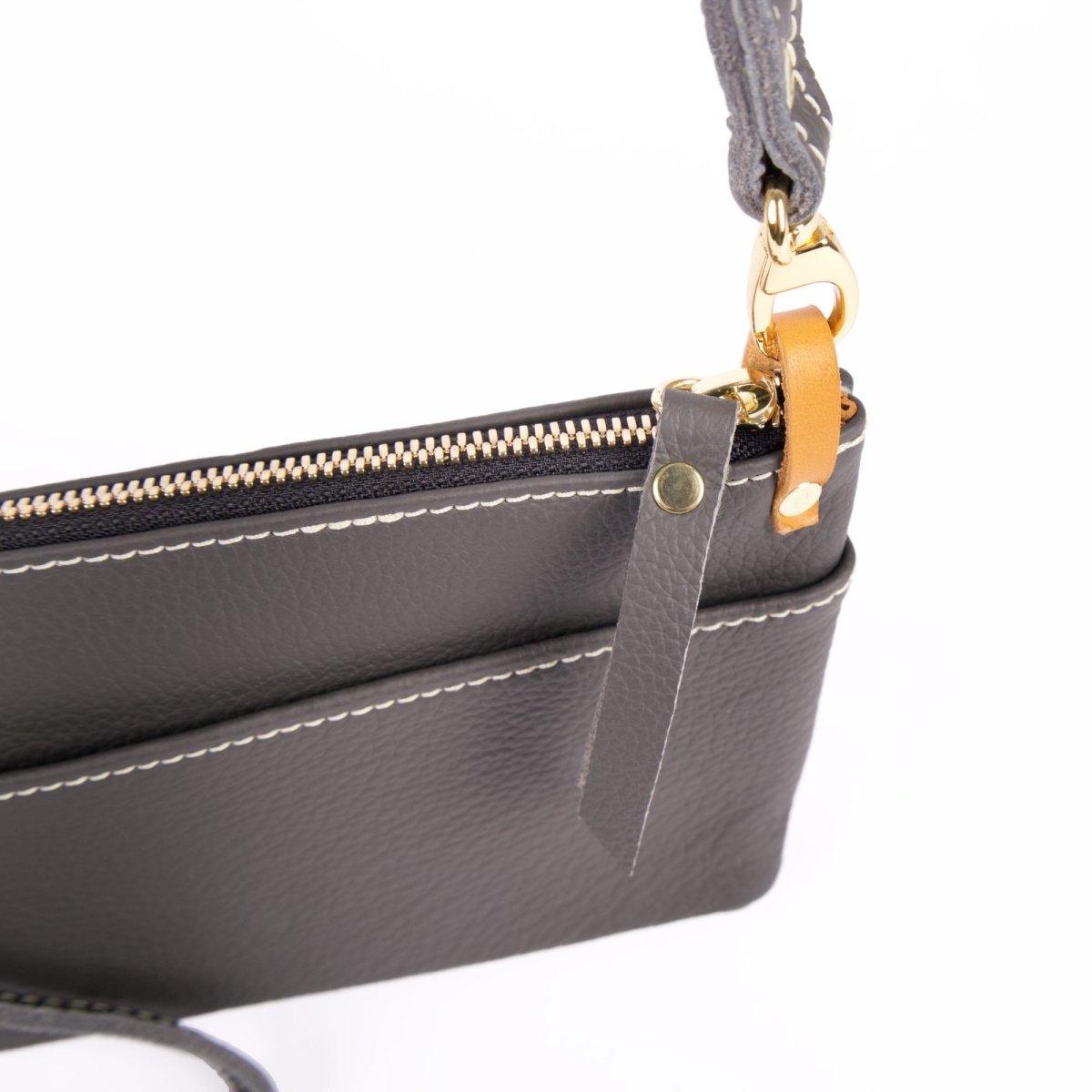 Oberon Design Paula with Pacific Leather in Charcoal Detail Shot