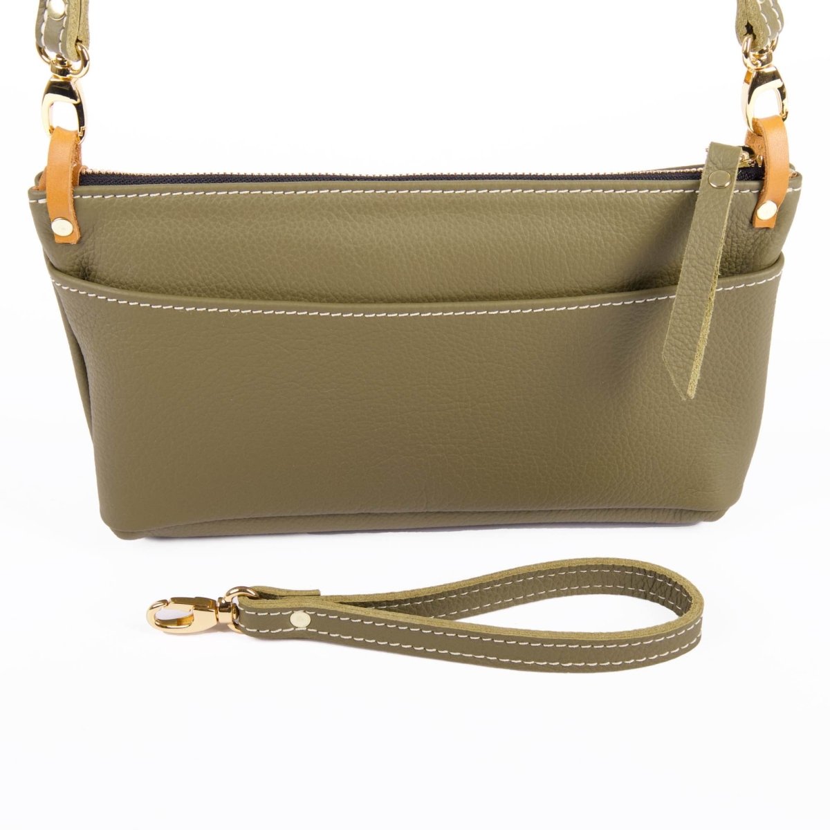 Oberon Design Paula with Pacific Leather in Sage with Wristlet Strap