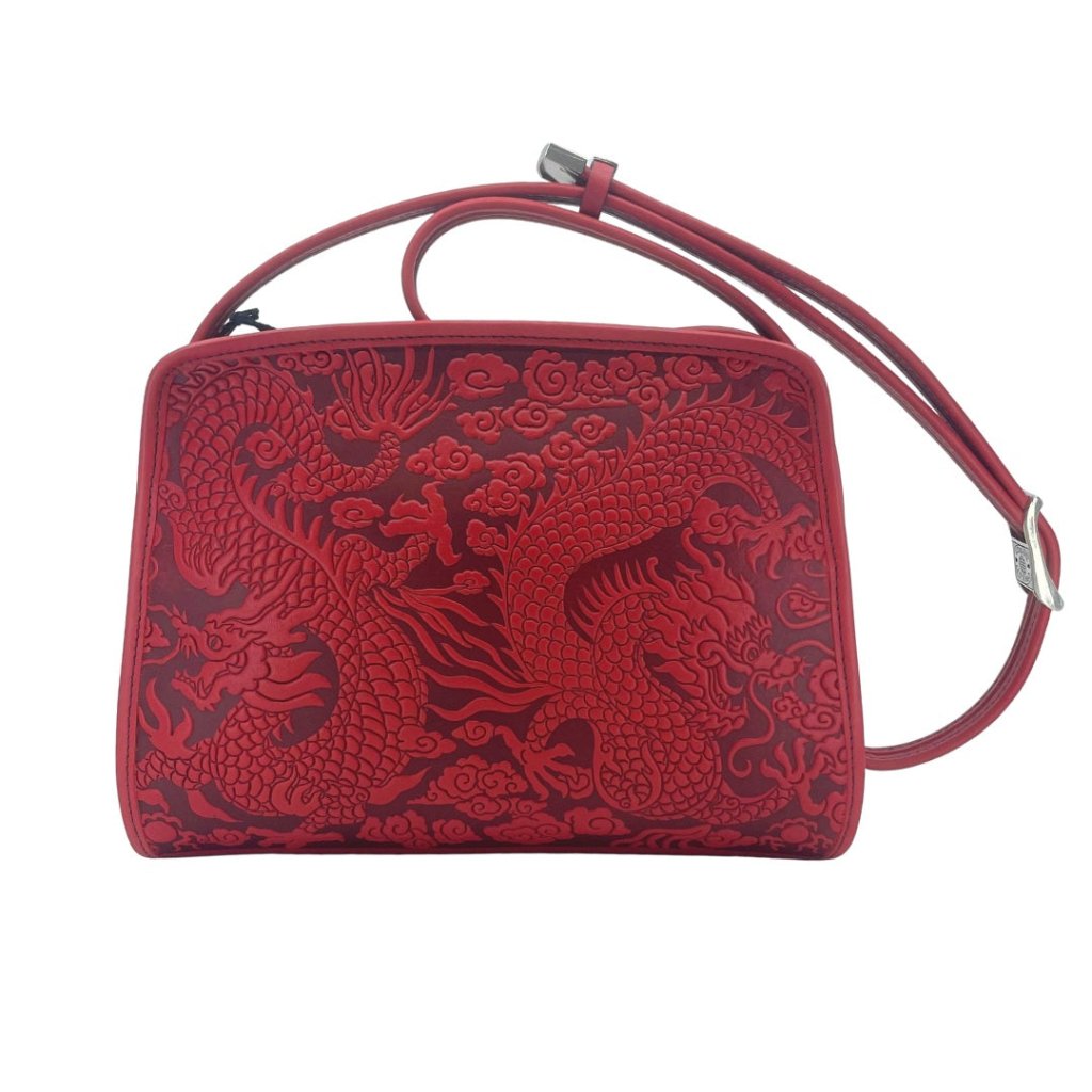 Retro crossbody cloud dragon in red by Oberon Design