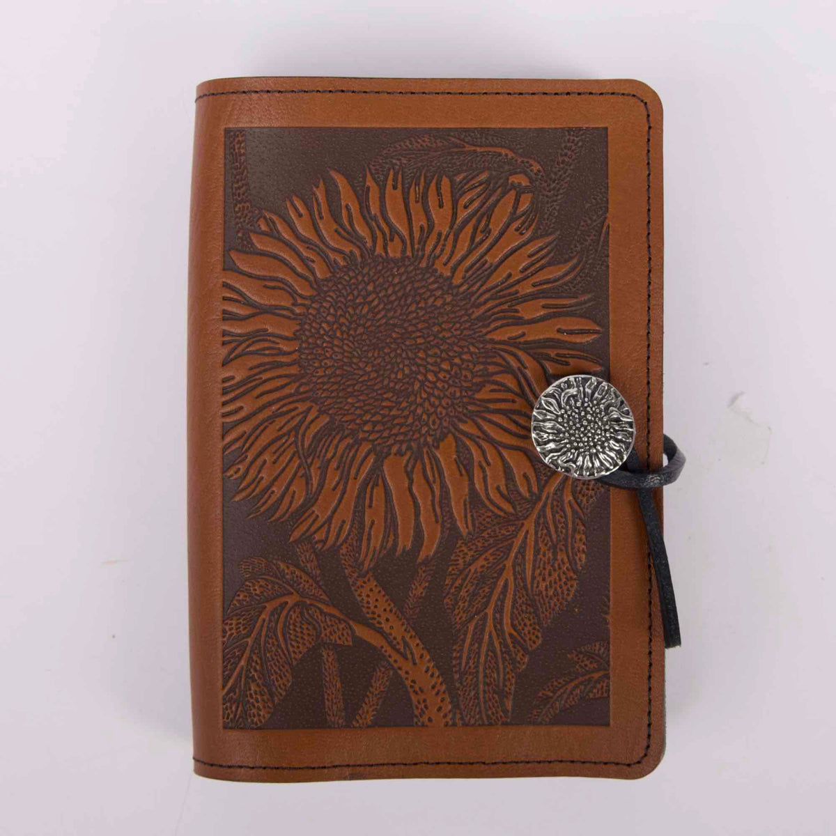 SECOND, Small Leather Refillable Journal, Sunflower in Saddle