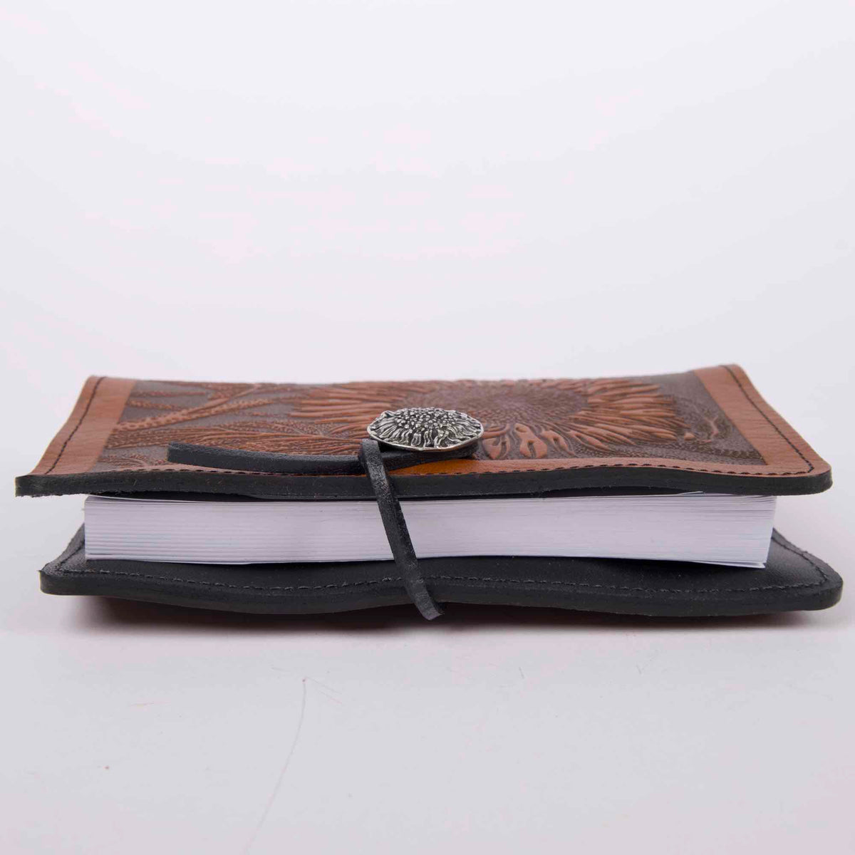 SECOND, Small Leather Refillable Journal, Sunflower in Saddle